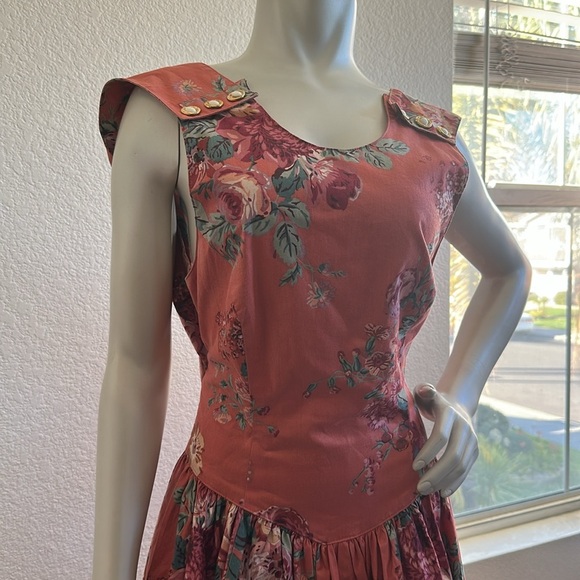 Vintage 1980s Geary Roark for Kamisato fit and flare floral dress - Picture 9 of 9